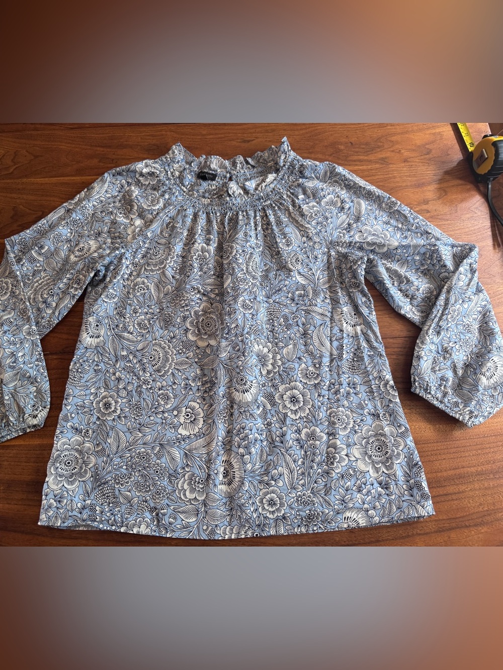 Talbots Fine Cotton Lawn Floral Top Blouse Gathered Cottagecore Like New Sz M